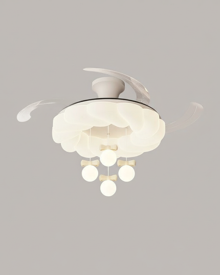 Lustre Ventilateur Crème Rétractable LED Silencieux - Vue 1