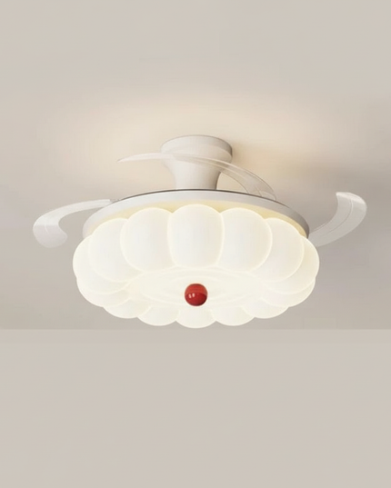 Lustre Ventilateur Crème Rétractable LED Silencieux - Vue 1