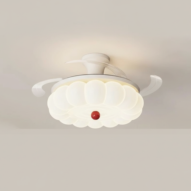 Lustre Ventilateur Crème Rétractable LED Silencieux - Vue 1