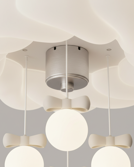 Lustre Ventilateur Crème Rétractable LED Silencieux - Vue 2