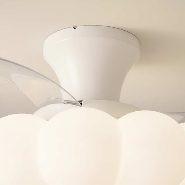 Lustre Ventilateur Crème Rétractable Silencieux LED - Vue 2