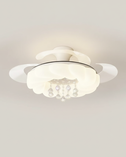 Lustre Ventilateur Crème Rétractable Silencieux - Vue 1