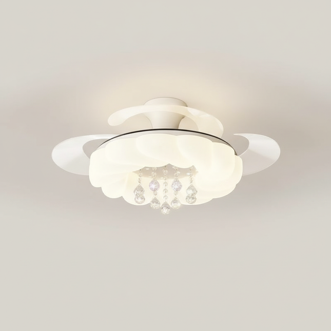 Lustre Ventilateur Crème Rétractable Silencieux - Vue 1