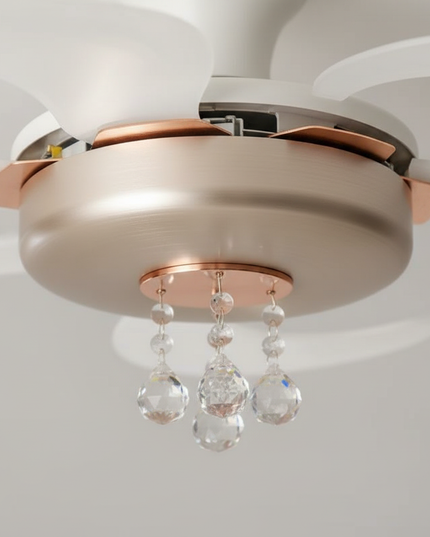 Lustre Ventilateur Crème Rétractable Silencieux - Vue 2