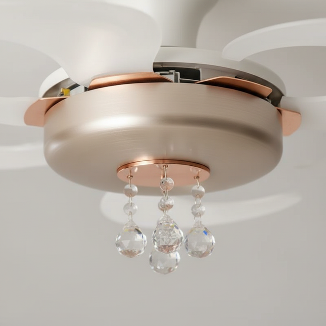 Lustre Ventilateur Crème Rétractable Silencieux - Vue 2