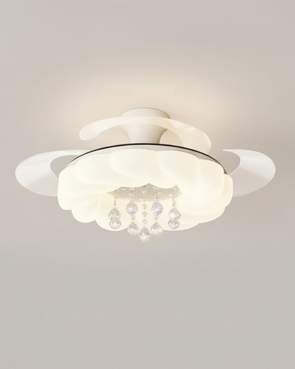 Lustre Ventilateur Crème Rétractable Silencieux - Vue 3