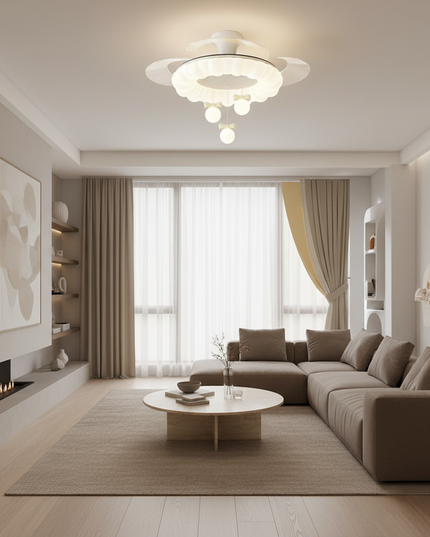 Lustre Ventilateur Crème Silencieux Sans Pales - Vue 4