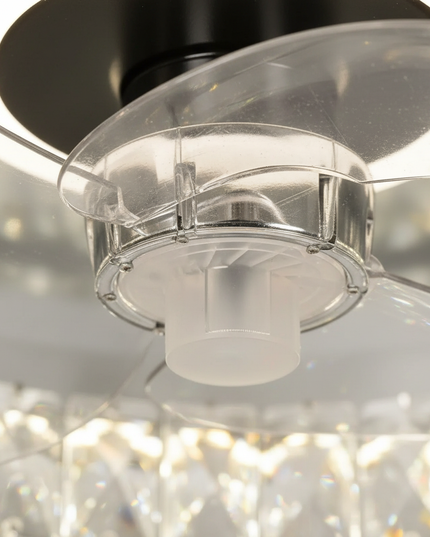 Lustre Ventilateur Cristal Chrome Pales Rétractables - Vue 2
