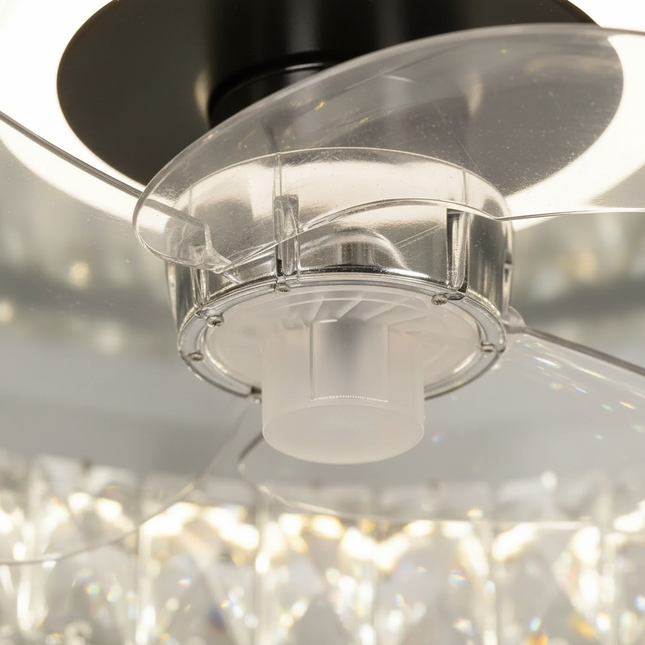 Lustre Ventilateur Cristal Chrome Pales Rétractables - Vue 2