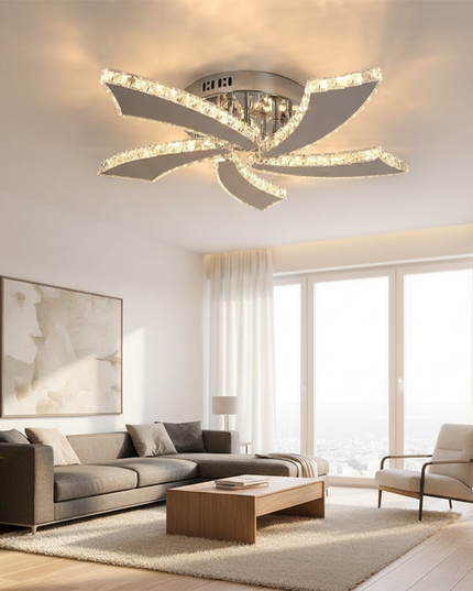 Lustre Ventilateur Cristal Rétractable Intelligent - warm light / CHINA