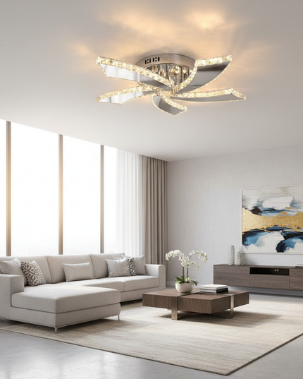 Lustre Ventilateur Cristal Rétractable Intelligent - warm light / Russian Federation