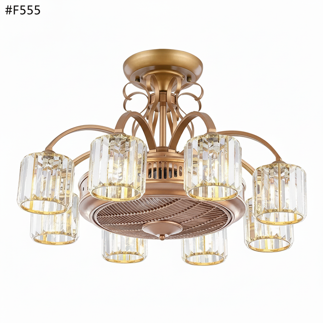 Lustre Ventilateur Cristal Rétractable Luxe Anion - Vue 1