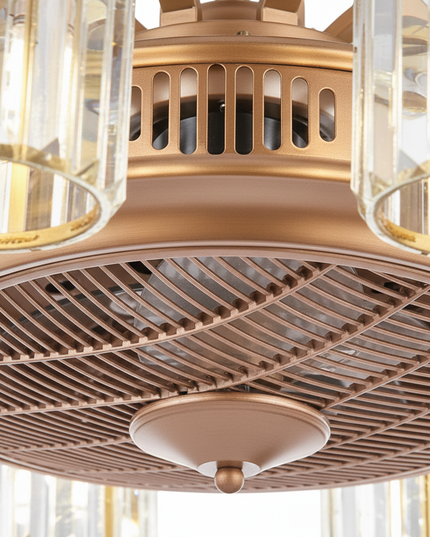 Lustre Ventilateur Cristal Rétractable Luxe Anion - Vue 2