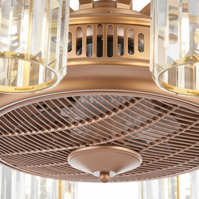 Lustre Ventilateur Cristal Rétractable Luxe Anion - Vue 2