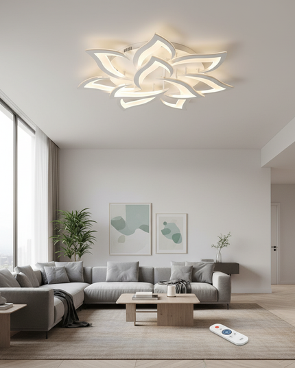 Lustre Ventilateur Design Lotus Blanc Télécommande - blanc 10 pétales / Application avec variateur RC