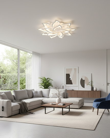 Lustre Ventilateur Design Lotus Blanc Télécommande - blanc 14 pétales / Application avec variateur RC