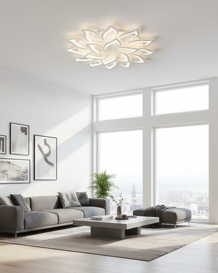 Lustre Ventilateur Design Lotus Blanc Télécommande - blanc 18 pétales / Application avec variateur RC