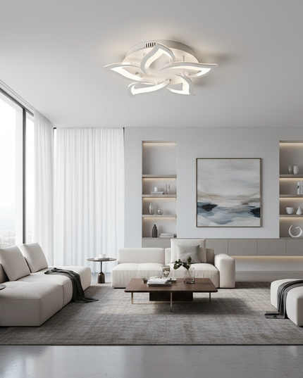 Lustre Ventilateur Design Lotus Blanc Télécommande - blanc 5 pétales / Application avec variateur RC