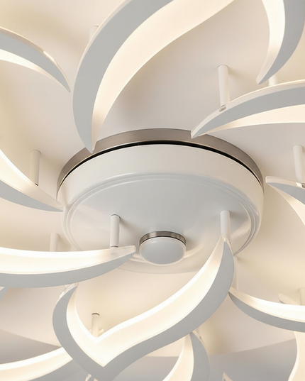 Lustre Ventilateur Design Lotus Blanc Télécommande - Vue 2