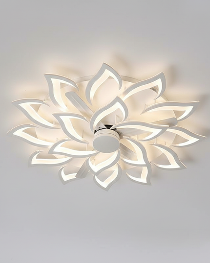 Lustre Ventilateur Design Lotus Blanc Télécommande - Vue 3