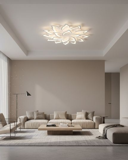 Lustre Ventilateur Design Lotus Blanc Télécommande - Vue 4