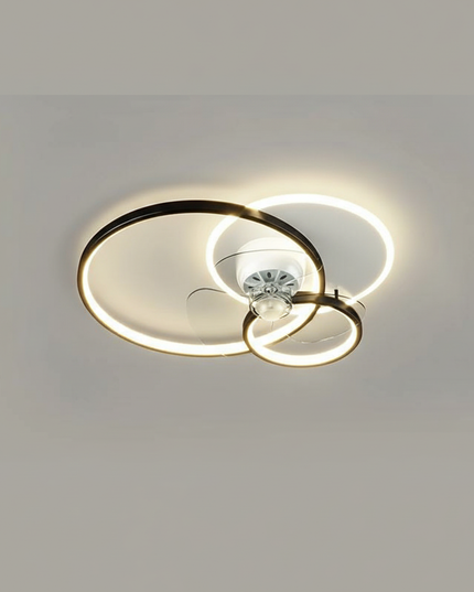 Lustre Ventilateur Design Noir Dimmable Plat - Vue 1