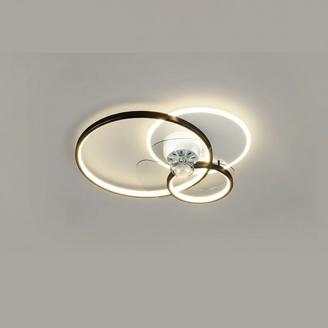 Lustre Ventilateur Design Noir Dimmable Plat - Vue 1