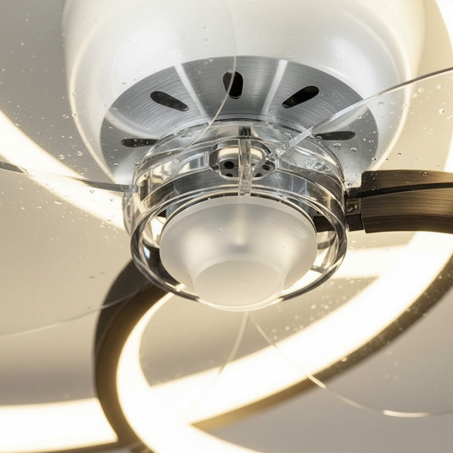 Lustre Ventilateur Design Noir Dimmable Plat - Vue 2