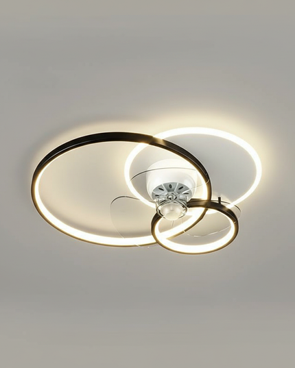 Lustre Ventilateur Design Noir Dimmable Plat - Vue 3