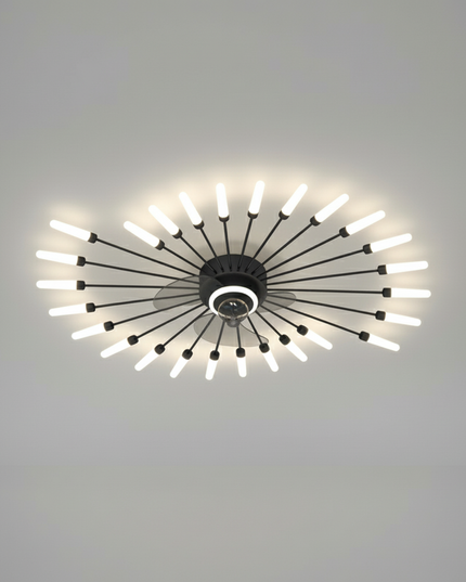 Lustre Ventilateur Design Noir LED Compact - Vue 1
