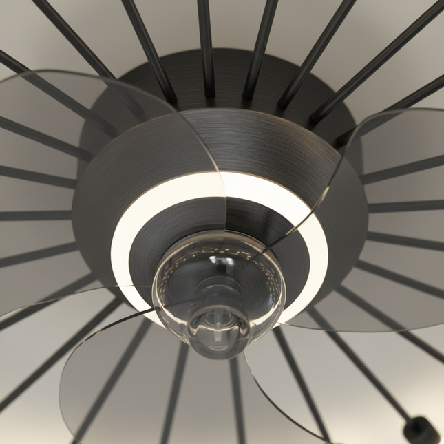 Lustre Ventilateur Design Noir LED Compact - Vue 2