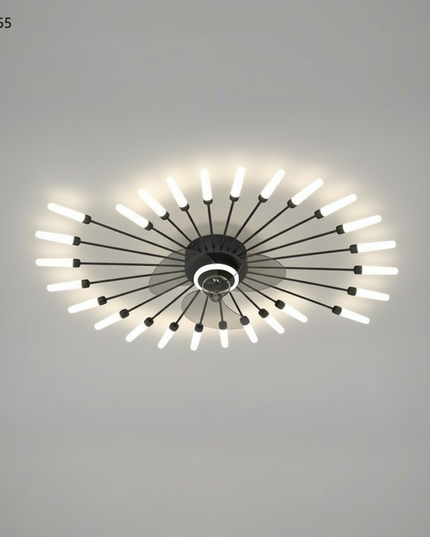 Lustre Ventilateur Design Noir LED Compact - Vue 3