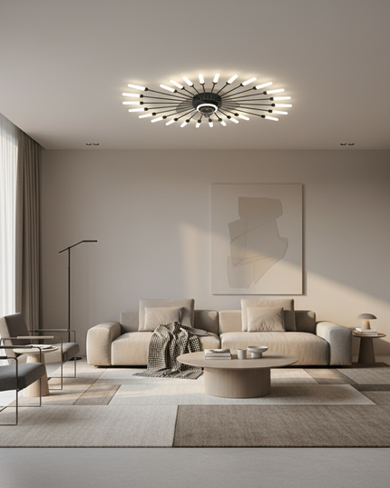 Lustre Ventilateur Design Noir LED Compact - Vue 4