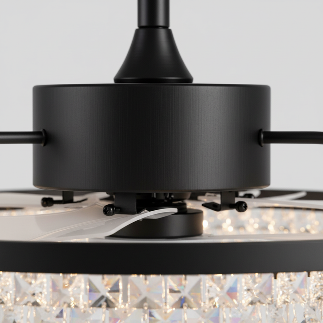 Lustre Ventilateur Doré Gouttes d'Eau Invisible - Vue 2