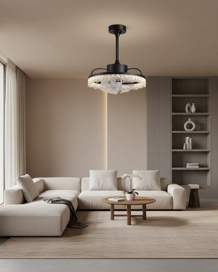 Lustre Ventilateur Doré Gouttes d'Eau Invisible - Vue 4