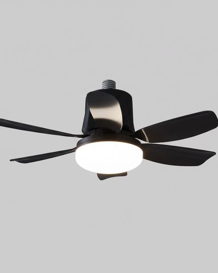 Lustre Ventilateur E27 RGB Musique Télécommande - B - Noir 50 cm