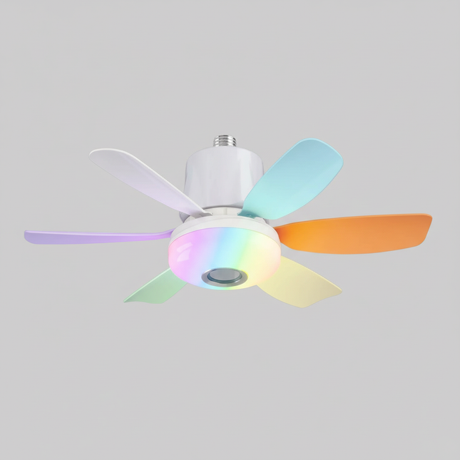 Lustre Ventilateur E27 RGB Musique Télécommande - Vue 1