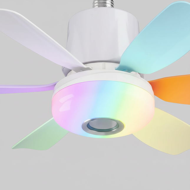 Lustre Ventilateur E27 RGB Musique Télécommande - Vue 2