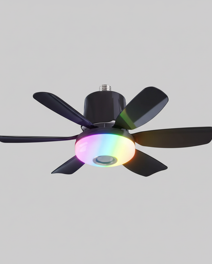 Lustre Ventilateur E27 RGB Télécommande Moderne - Vue 1