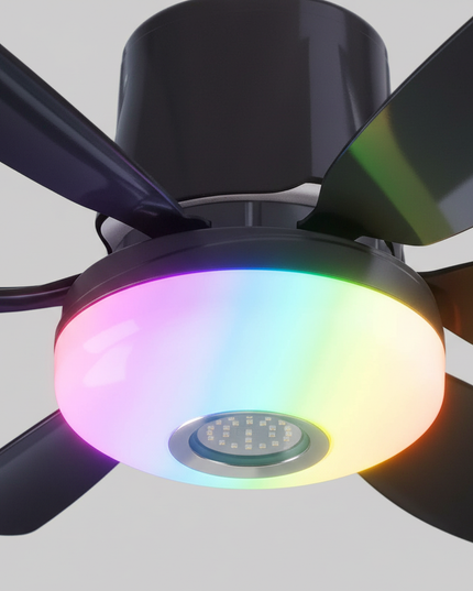 Lustre Ventilateur E27 RGB Télécommande Moderne - Vue 2