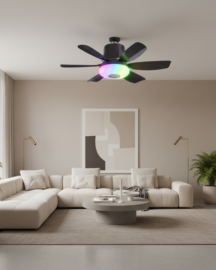 Lustre Ventilateur E27 RGB Télécommande Moderne - Vue 4