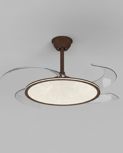 Lustre Ventilateur Extra-plat Grain Bois Spectre - Blanc - 14 pétales / variateur à distance