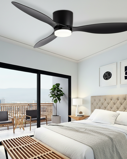 Lustre Ventilateur Extra Plat Noir Moderne - Vue 1