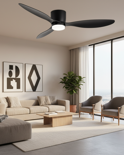 Lustre Ventilateur Extra Plat Noir Moderne - Vue 4