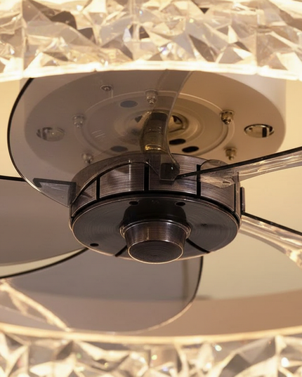 Lustre Ventilateur Fer Blanc LED Silencieux Télécommande - Vue 2