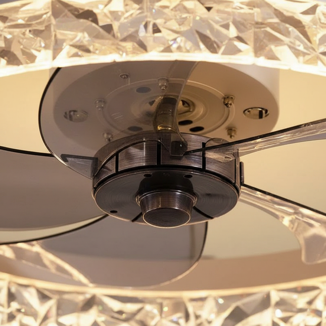 Lustre Ventilateur Fer Blanc LED Silencieux Télécommande - Vue 2