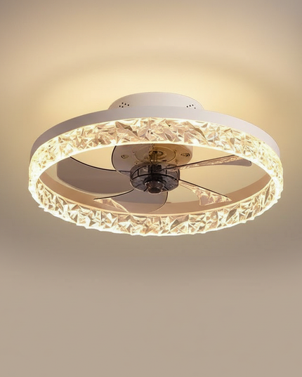 Lustre Ventilateur Fer Blanc LED Silencieux Télécommande - Vue 3