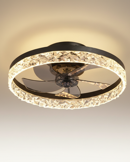 Lustre Ventilateur Fer Noir Silencieux Télécommande - Noir L 51 x 47 x 17 cm / 50 cm / Variation tricolore