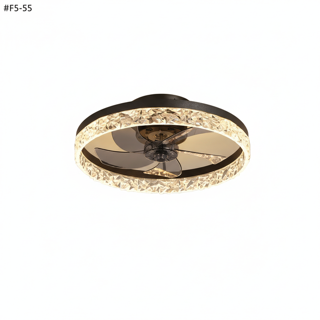 Lustre Ventilateur Fer Noir Silencieux Télécommande - Vue 1