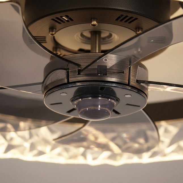 Lustre Ventilateur Fer Noir Silencieux Télécommande - Vue 2